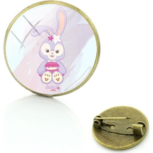 Disney Cartoon Plush Doll Brooch Retro Temperament Brooch High Quality Jewelry Glass Art Picture