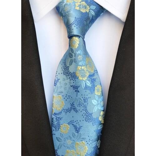 Elegant Men Blue Floral Gravata Ties Unique Wedding Party Embroidery Flowers Necktie