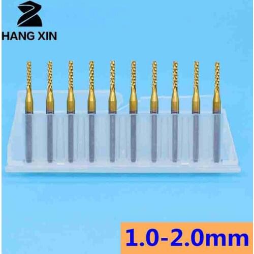 Tungsten Carbide Wood Cutting Machine 1.0mm-2.0mm 10PCS Left-hand Corn Milling Cutter CNC Router Wood Tool Metal Milling Cutter
