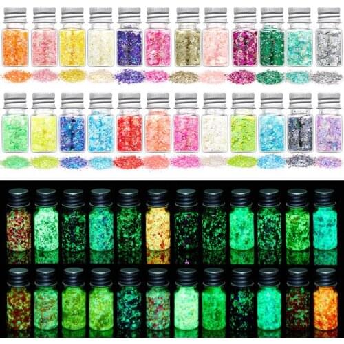 10g Holographic Luminous Mixed Hexagon Shape Chunky Nail Glitter Sequins Sparkly Flakes Slices Manicure Body/Eye/Face Glitter