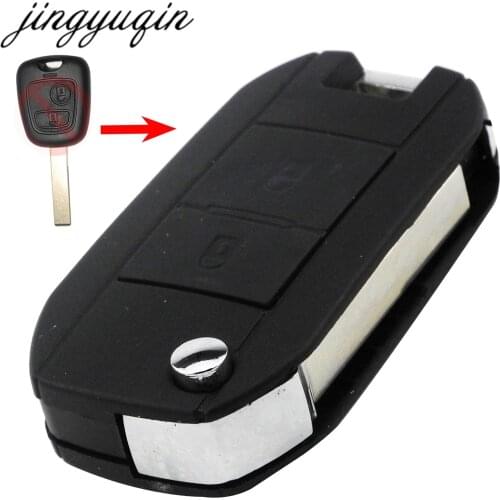 Jingyuqin VA2/HCA Car Flip Folding Key Shell For Peugeot 307 107 207 607 407 Modified Remote Entry Key Fob Case 2 Buttons