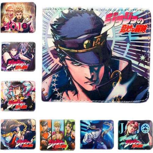 Cute Cartoon Anime JoJos Bizarre Adventure Kujo Jotaro Wallet Fashion PU Leather Purse Cosplay Short Wallets Gift
