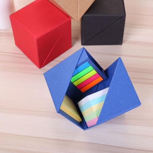 Square solid color boxed note paper cover, school student desk stationery, multi-style combination index label sticker memo