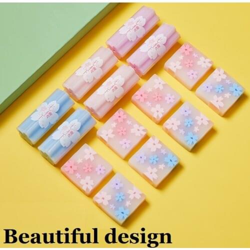 6Pcs Cherry Blossom Sakura Flower Shaped Pencil Eraser Soft Rubber School Student Office Draw Sketch Art Class DIY Clean 71135