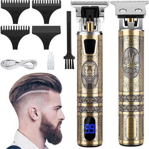 LCD Hair Clipper Professional Electric Hair Trimmer For Men Barber Shop Machine Hair Cut Vintage Electric Men Shaving T-Outliner