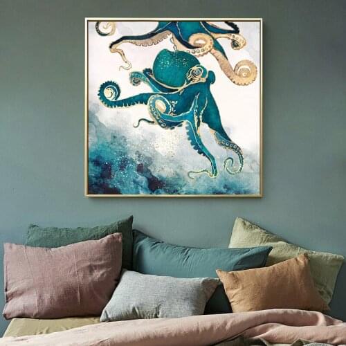 Jellyfish Octopus Squid Abstract Poster and Prints Wall Art Canvas Painting Ocean Animal Wall Picture For Living Room Home Decor
