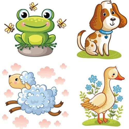 Three Ratels QC519 Cute cartoon farm animals wall stickers for bathroom home decoration kids bedroom Childrens place decals