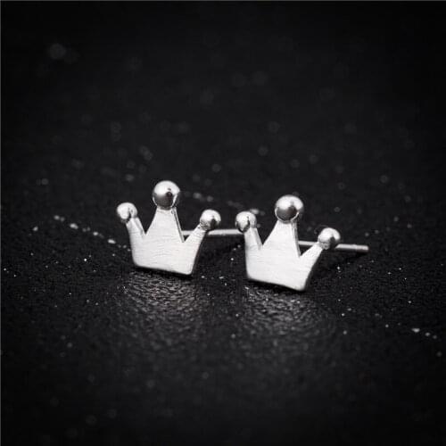 Fashion Princess Queen Crown Stud Earrings for Girl Cartoon Silver Color Engagement Party Jewelry Earring Kids Birthday Gifts