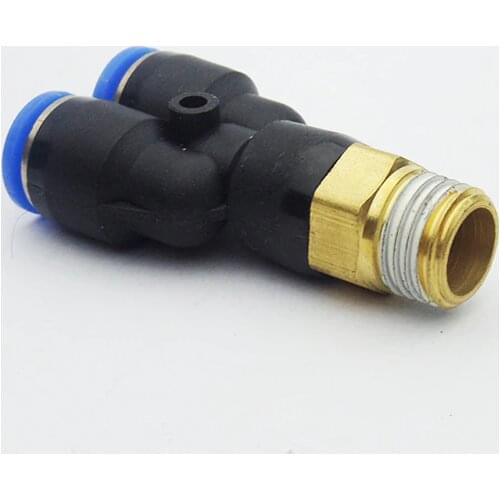 Fee shipping Pneumatic quick connection-peg fittings PX4 6 8 10 12mm-(M5" 1/8" 1/4" 3/8" 1/2") Y type Tee outer thread