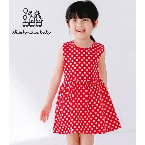 Girl Dress Kids Children Girls Sleeveless Dot Print Dress Spring Summer Dress Baby Girls Clothes For Party And Wedding Dress