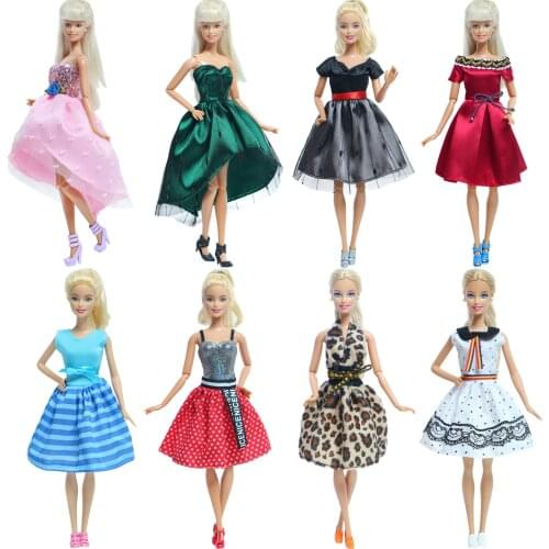 2 Pcs/ Pack Doll Dress Mini Gown + High Quality Doll Shoes Wedding Party Wear Outfits Clothes for Barbie Doll Accessories Toy
