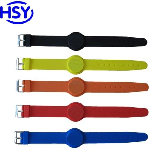 Adjustable Size 125Khz and 13.56Mhz RFID Silicone Wristband Proximity TK4100 EM ID access controller HF IC MF 1K Watch Type Card