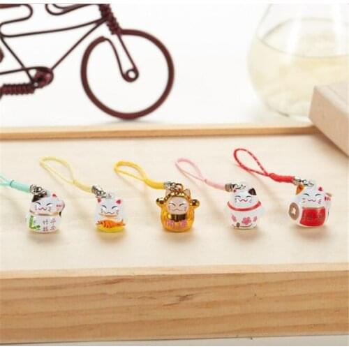 2020 New Design 1 Piece High Quality Cartoon Cat Mobile Phone Strap With Bell Pedants Kawaii Phone Lanyard