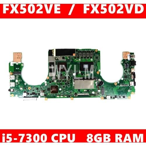 FX502VE Motherboard FX502VE 8GB RAM i5-7300CPU GTX1050TI Mainboard For Asus FX502VD FX502V VE Laptop Motherboard REV2.0 TestOK