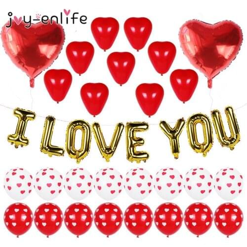 Romantic Anniversary Wedding I Love You Balloons Set Heart Ballons Valentine Day Gift Wedding Party Decoration Love Red Air Ball