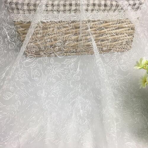 One meter New gauze tissus A new pattern of polyester silk embroidery fabric High grade wedding dress lace accessories fabrics
