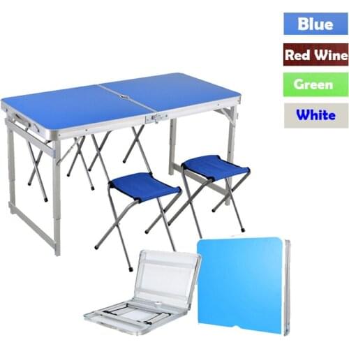 Folding Picnic Table And Chair Set Space-Saving Furniture Portable Adjustable Aluminum Table Outdoor Beach Picnic Table Desks