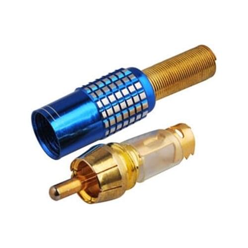 Superbat RCA Plug Male Straight Crimp Blue for the Cable 50-5