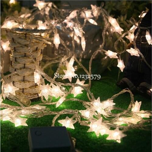 10M 80 LED Fairy String Lights Battery Operated Scrub Pentagram Five-pointed star Christmas Xmas Party Wedding Garden Garland