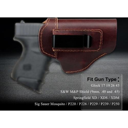 Tactical Leather Holster Waist Concealed Carry Holsters for Glock 17 19 IWB Pistol Waist Bag Cowhide Gun Holster Gun Accessories