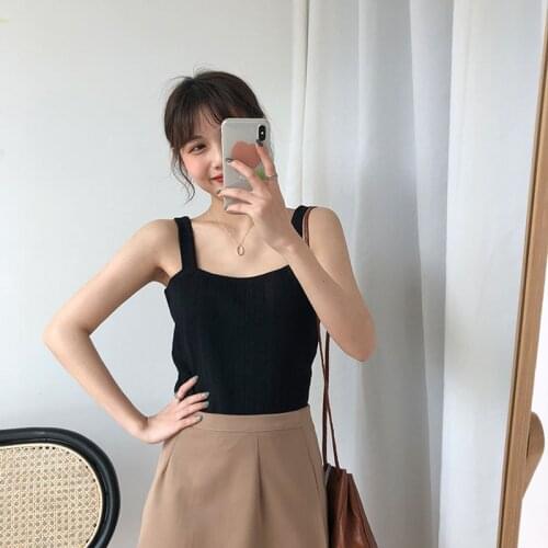 Summer Women Tank Top Knitted Sexy Sleeveless Lady Bottoming Streetwear Casual Loose Tank Camis Crop tops Club High Street