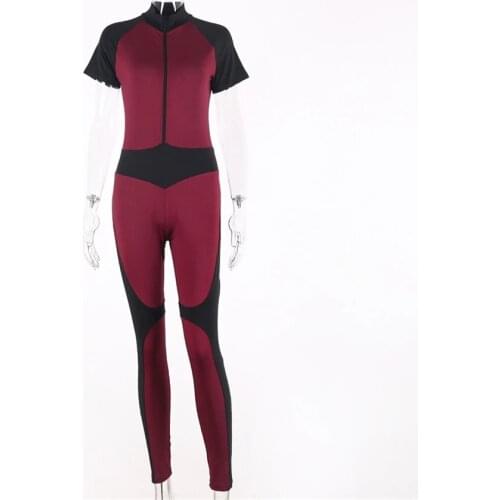 2021 Push Up Sporty Fitness Bodysuit Women Active Wear Rompers Zipper Patchwork Short Sleeve Jumpsuits Sport Tracksuit Yoga Set