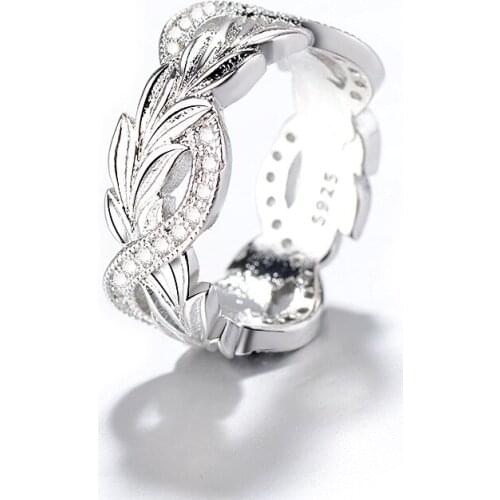 Charms Silver Color Olive Tree Branch Leaves Rings For Women Girls Wedding Ring Size 6/7/8/9/10 Knuckle Finger Beautiful Jewelry