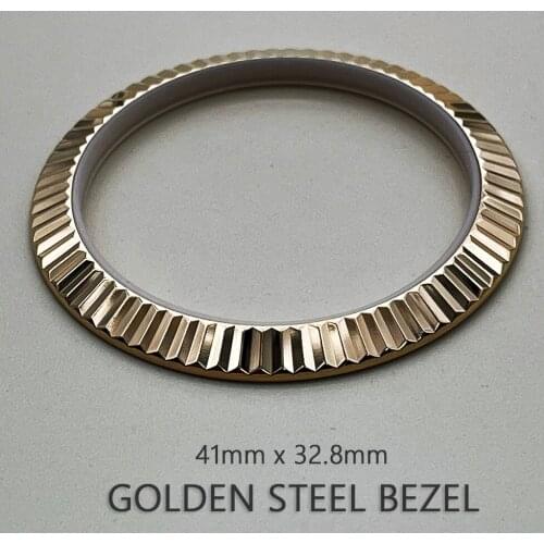 Golden Fluted Bezel for Rlx Watch Day-Date/Sky-Dweller Series High Quality Top Ring Replacement Watch Case 41mm Steel Bezel Part