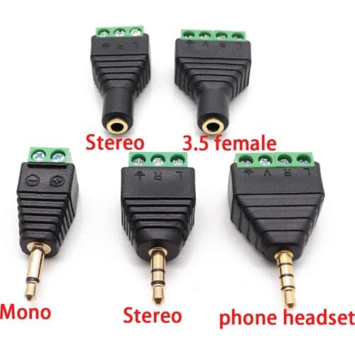 1pcs 3.5mm stereo Adapter 3.5 audio mono plug to screw terminal Audio Mono Plug Audio Connector screw connector