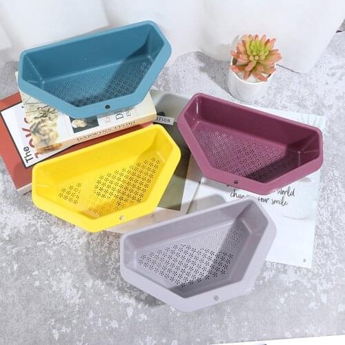 1pc Kitchen Triangular Sink Strainer Drain Vegetable Fruits Drainer Basket Suction