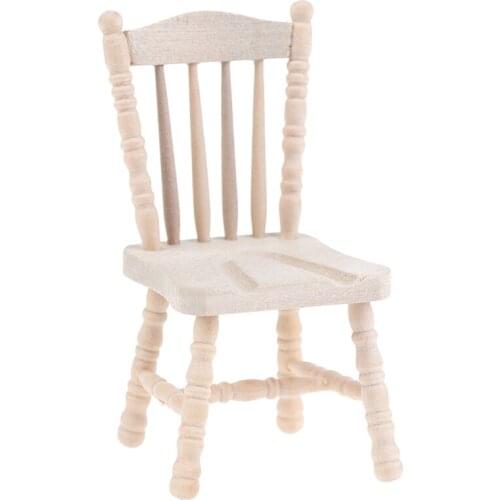 1PC Miniature Chair For 1:12 Dollhouse Wooden Furniture Model Set Doll House Simulation Mini Furniture Chair