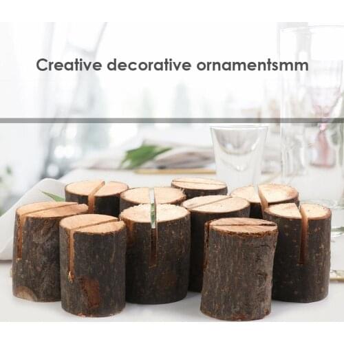10pcs/Pack Wooden Name Place Card Photo Menu Holder Table Natural Tree Stump Number Clip For Wedding Christmas Party Decoration
