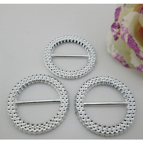 AB88)20pcs Double Round Rhinestone Plastic Buckle For Craft 27*38mm