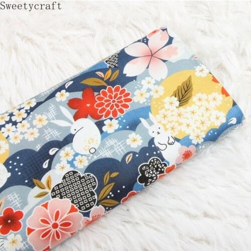 110x45cm Plain Cotton Fabric Flower Cartoon Bunny Prints Cloth Sewing Bag Cushion Quilting Fabrics For Patchwork Needlework DIY