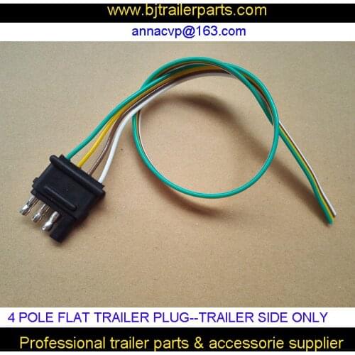 4 pole pin trailer plug, Flat trailer plug wiring harness kit trailer side only