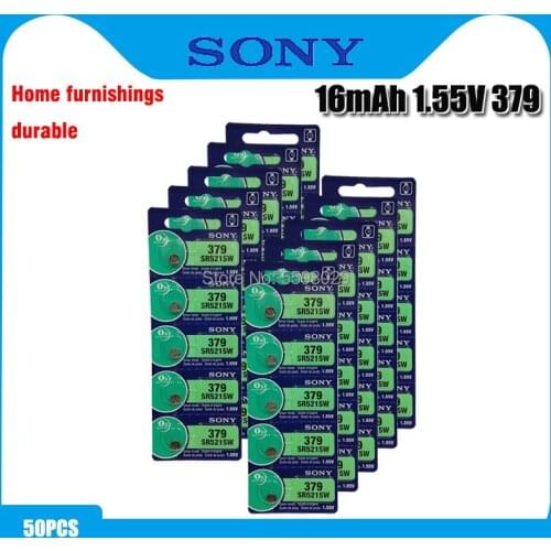 50pcs Sony 100% Original 379 SR521SW D379 SR63 V379 AG0 Watch Battery Button Coin Cell MADE IN JAPAN 100% Original Brand