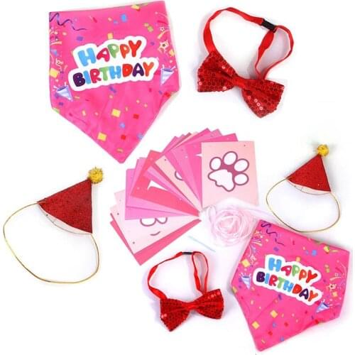 7Pcs/Set Pet Birthday Party Accessories Dog Bandana Hat Cute Dog Birthday Party Supplies Pet Decoration Pet Supplies
