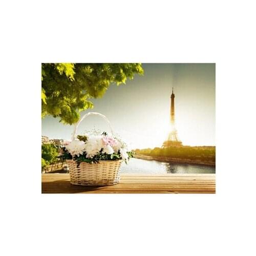 Diamond mosaic needlework decor picture Embroidery with diamonds Painting by numbers rhinestones Flower baskets Eiffel Tower