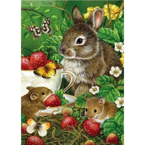 Diamond Embroidery Diy Diamond Painting Cross Stitch Kits Diamond Mosaic Rabbit and mouse Full Square Diamond Embroidery AD117