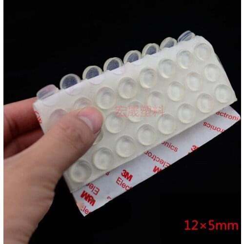 Furniture Bumpers 64pcs 12*5mm Clear Black Adhesive Bumper Pads Surface Protection for Wall and Wooden Floor (Cylindrical)