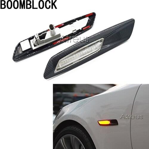2pc Carbon Fiber/Black/Silver Car Fender Side Turn Signals 12V Side Marker Light For BMW E60 E90 E92 E81 E82 E87 E88 E91 E93 E61