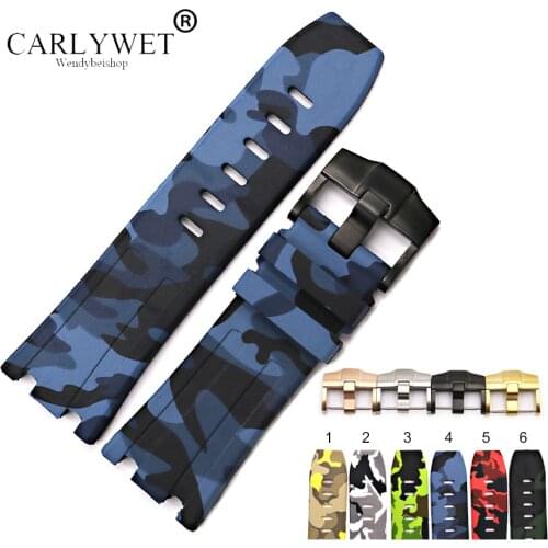 CARLYWET 28mm Wholesale Camo Waterproof Silicone Rubber Replacement Wrist Watch Band Strap Belt With Buckle