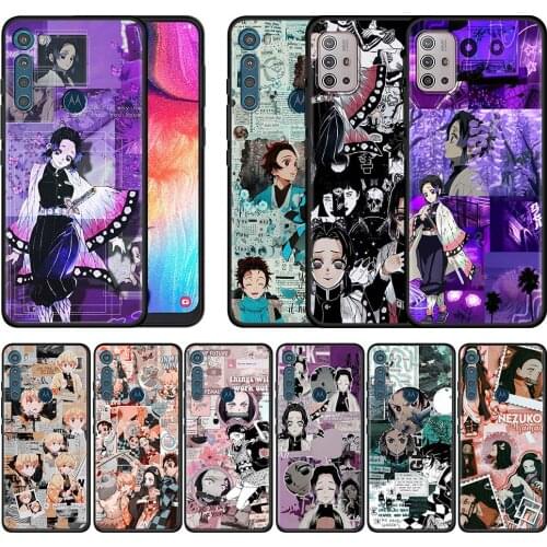 Demon Slayer Anime Case for Motorola Moto G9 Play G8 Power Lite One Fusion Plus G Stylus Black Phone Shell Cover G30 Edge Sac