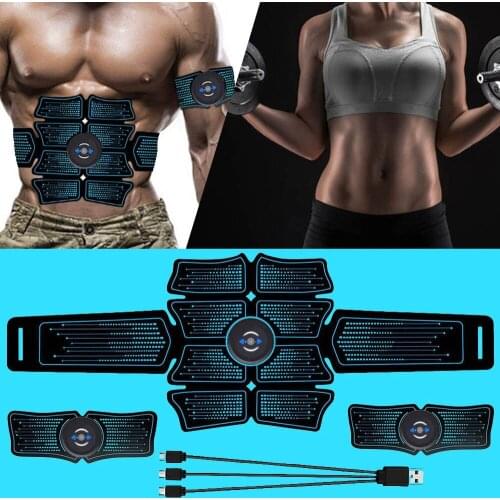 Home Gym Abdominal Muscle Trainer EMS Abs Fitness Equipment Training Exerciser Stimulator Belt Belly Sport Fitness USB Charged
