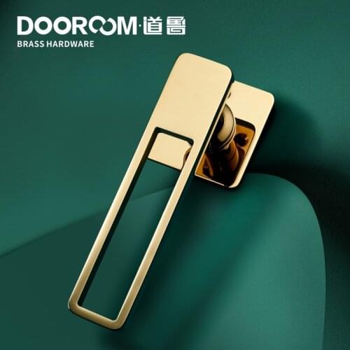 Dooroom Brass Door Lever Ultra-thin Mute Fashionable Black Gold Interior Bedroom Bathroom Wood Door Lock Set Split Handle Knob