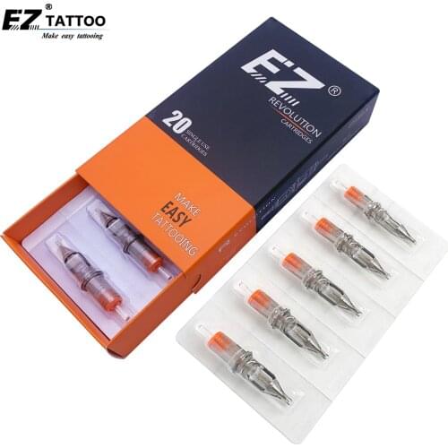 EZ Revolution Tattoo Cartridge Needles Round Shader Long Taper Compatible with Rotary Machines 20 PCS/Box