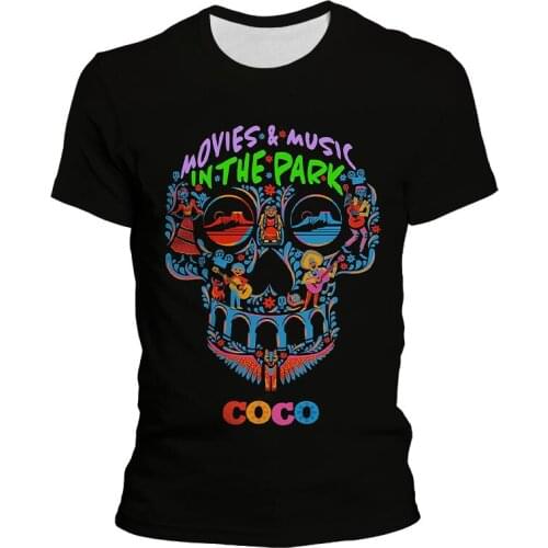 Disney Movie Coco T Shirt For Men Cartoon Anime Casual Summer Women T-shirts Short Sleeve 3D Print Boy Girl Kids Clothing