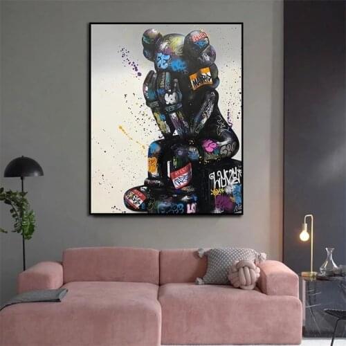 Pop Street Art Graffiti Thinking Painting Canvas Print Wall Picture for Living Room Decoration Home Decor Nordic Cuadros