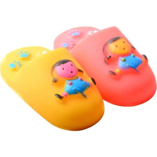 Dorakitten 1pc Puppy Slipper Toy Bite Resistant Cartoon Paw Dog Teething Toy Pet Squeaky Toy Pet Supplies Random Color