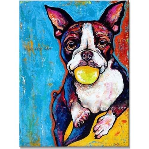 New Arrival Of Hand-painted Oil Painting Cute Dogs Abstract Decorative Home Children Room And Hall Large Murals No Frame